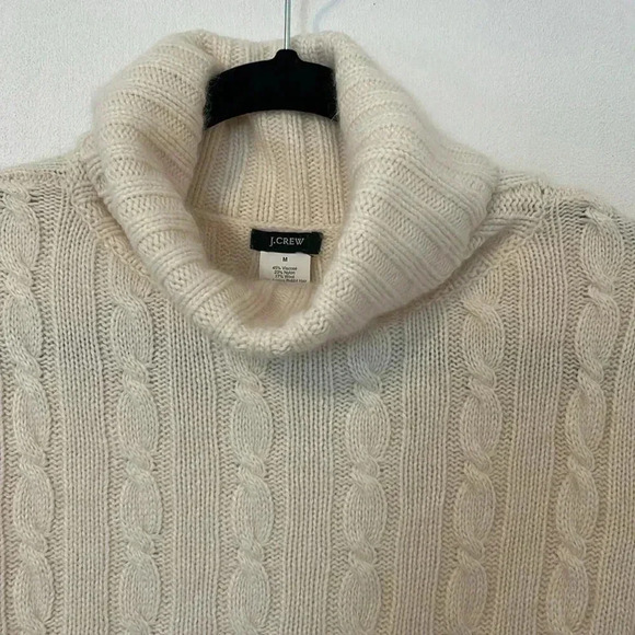 J. Crew Wool Blend Turtleneck Cable Knit Sweater M - Picture 2 of 6